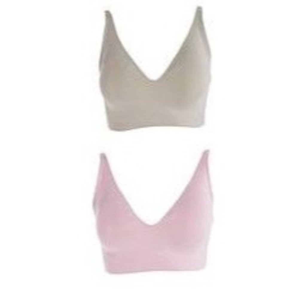 Rhonda Shear 2pk Gel Bra with Back Closure 787-080 Dove Gray & Dusty Pink Medium